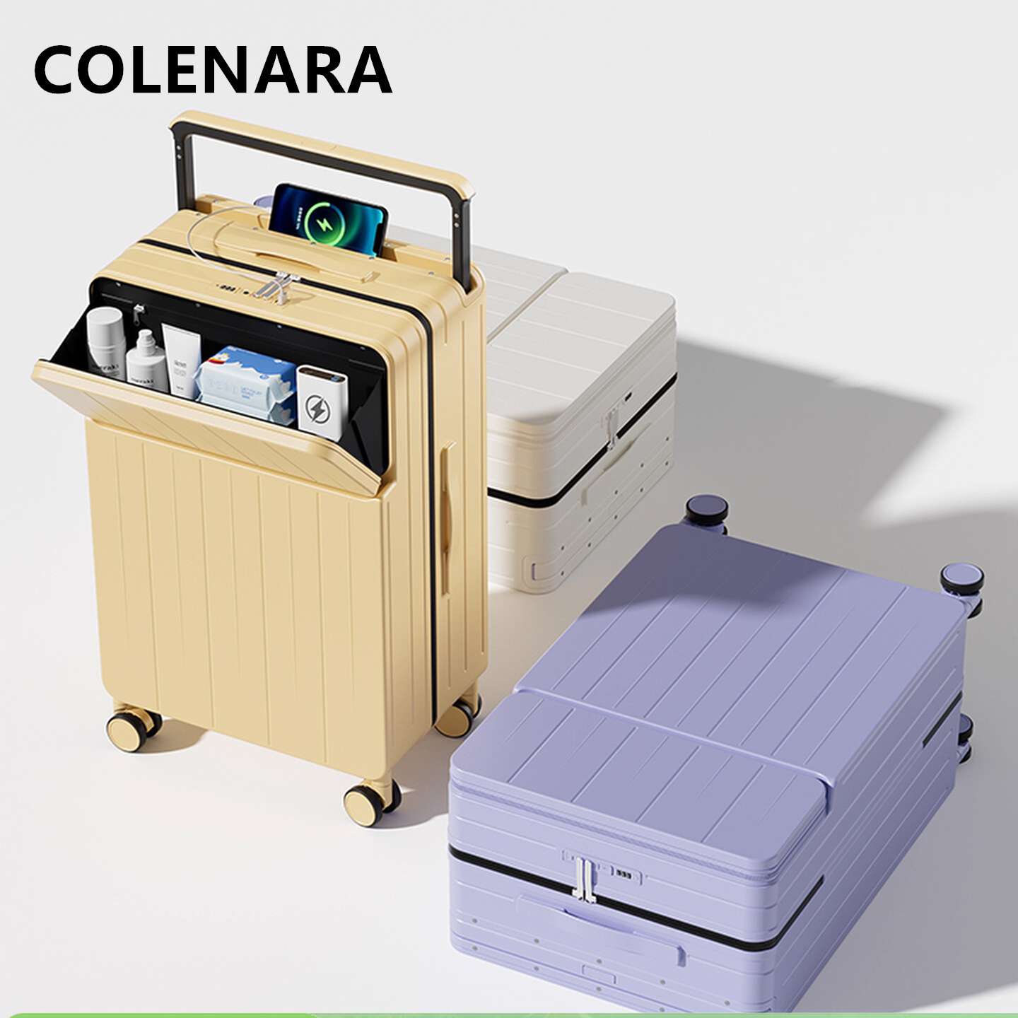 Front Opening Laptop Luggage 24 Inch - COLENARA Multifunctionele koffer Oplaadbare instapkoffer Laptop