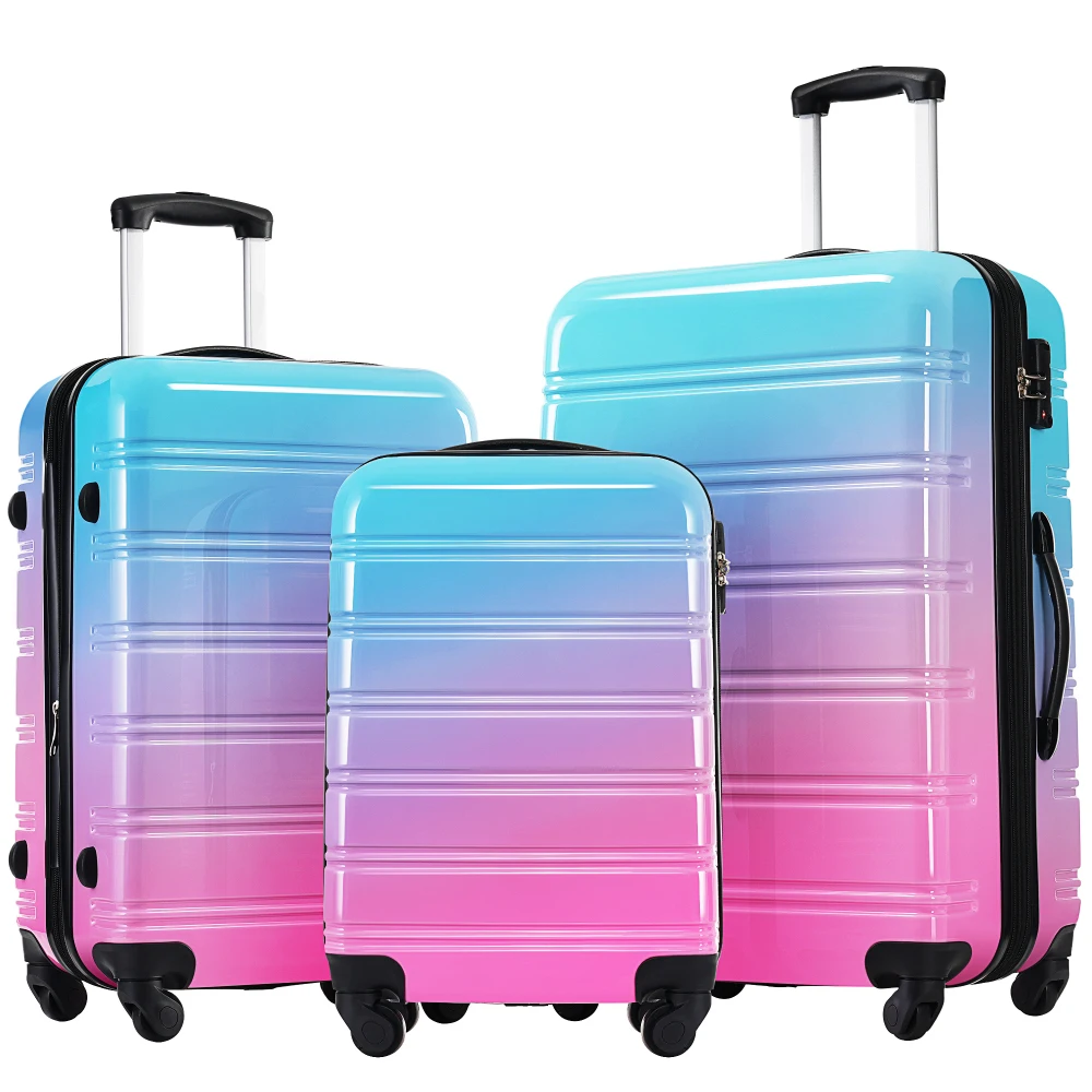 Expandable Hard Shell Luggage Set - Hardshell bagagesets 3-delig, in kleurverloop, uitbreidbaar,