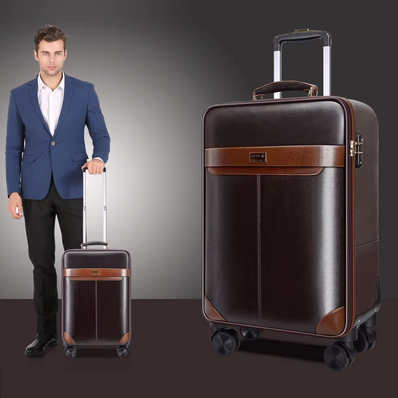 Spinner Wheel Rolling Suitcase 20 Inch - PREMIUM Lederen Rolling Bagage Set Spinner