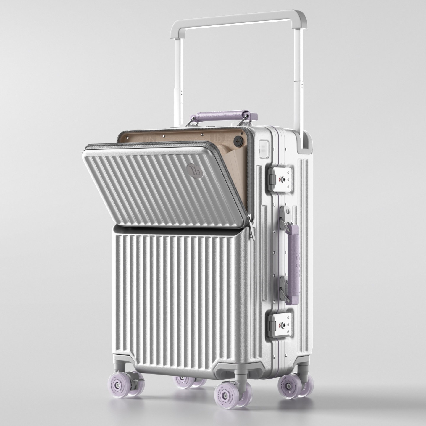 Aluminum Frame Carry On Luggage - Koffer met vooropening, brede handgreep, aluminium