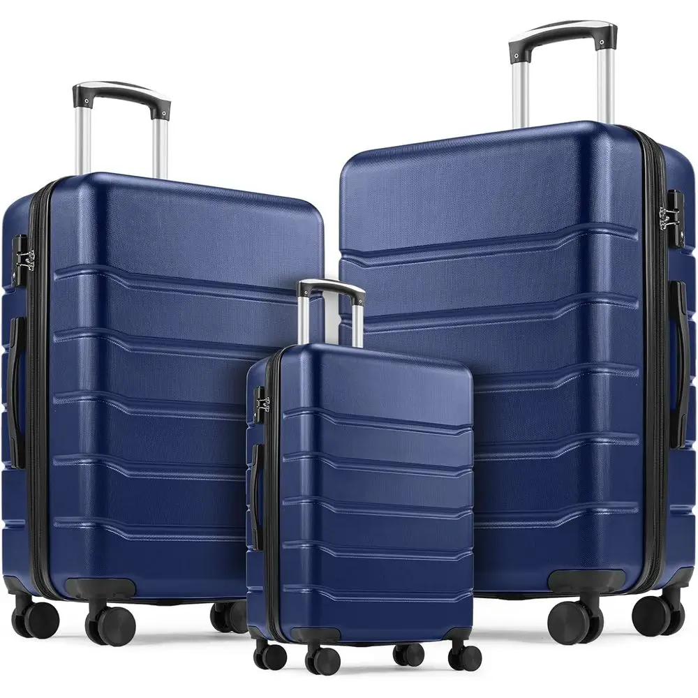 Expandable Hard Shell Luggage Set - 3-delige hardcase uitbreidbare reiskoffersset met spinnerwielen,