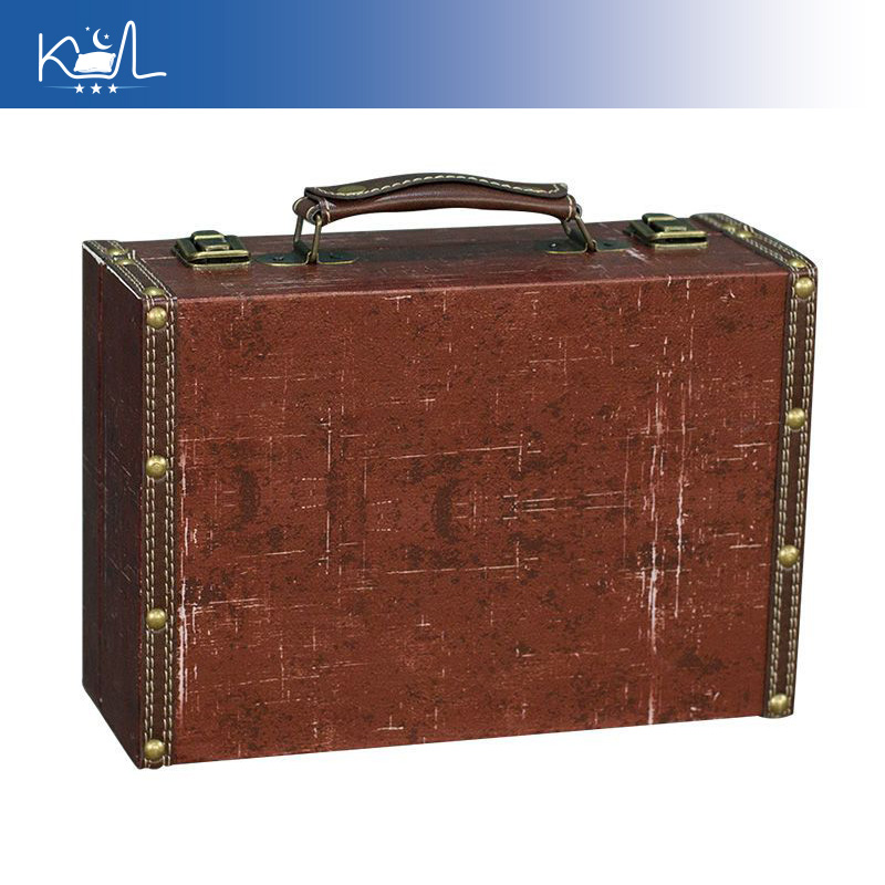 Retro Vintage Trunk Suitcase - Vintage rode decoratieve koffer opbergdoos, verweerde