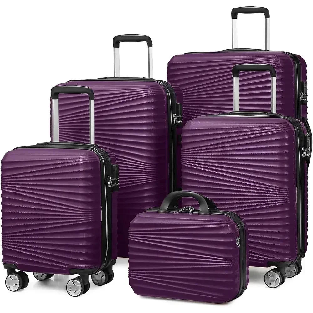 Expandable Hard Shell Luggage Set - 5-delige harde kofferstel met spinnerwielen, lichtgewicht