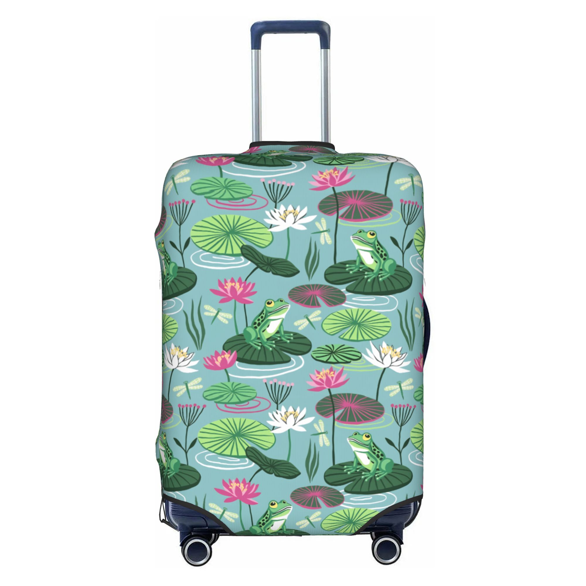 Waterproof Suitcase Cover Protector - Kikkers en waterlelies Reisbagagehoes Stofdicht Dierenliefhebber