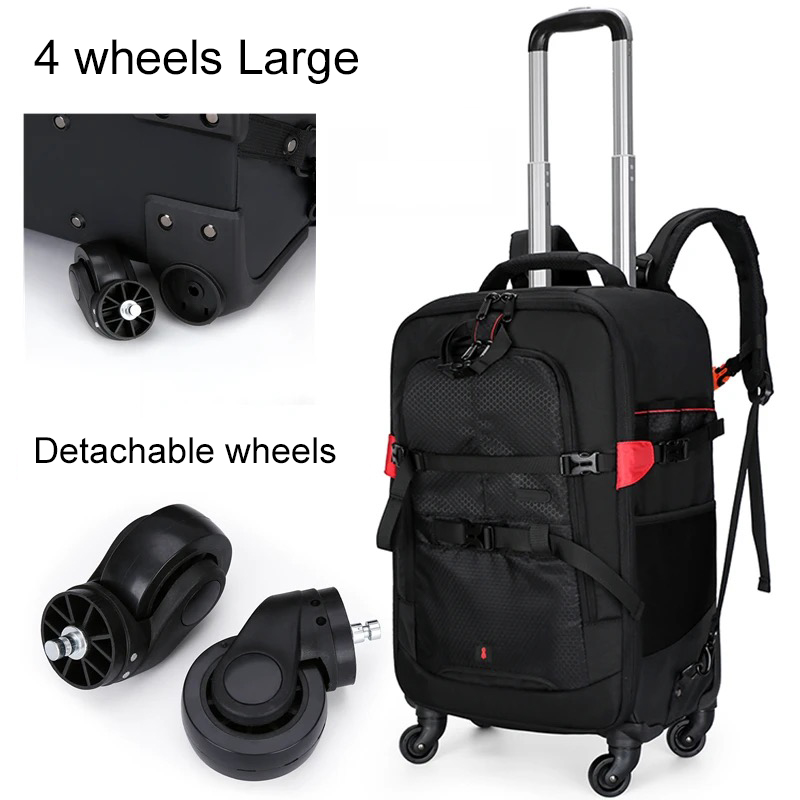 Foldable Rolling Luggage Bag - Fotografietrolley rugzak professionele cameratas trolley reiskoffer