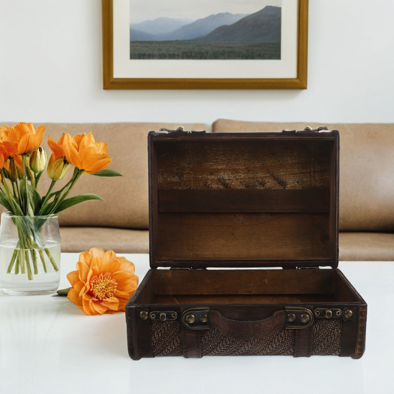Vintage houten koffer als deco - Retro Vintage Trunk Suitcase recensie en prijs