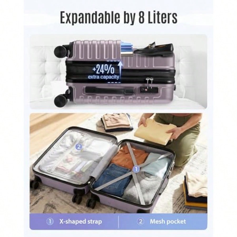 Uitbreidbare handbagage 22x14x - Spinner Wheel Rolling Suitcase 20 Inch recensie en prijs