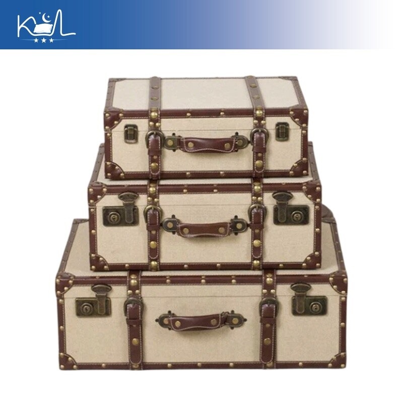 Vintage linnen opbergkist, gro - Retro Vintage Trunk Suitcase recensie en prijs