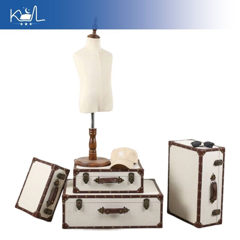 Vintage linnen opbergkist, gro - Retro Vintage Trunk Suitcase recensie en prijs
