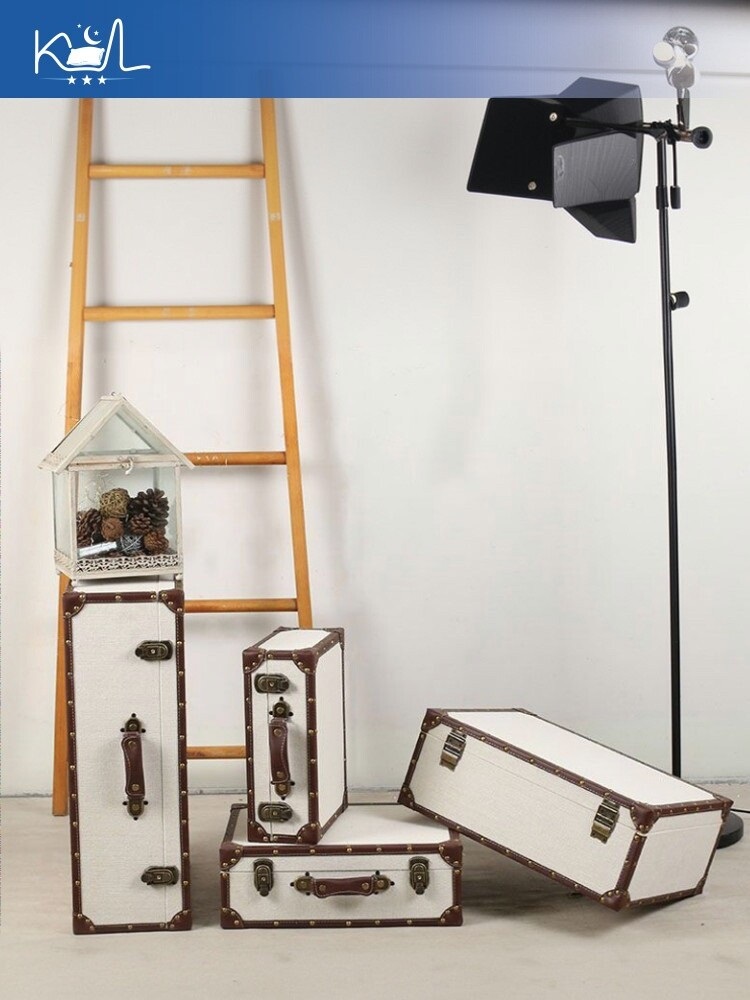 Vintage linnen opbergkist, gro - Retro Vintage Trunk Suitcase recensie en prijs