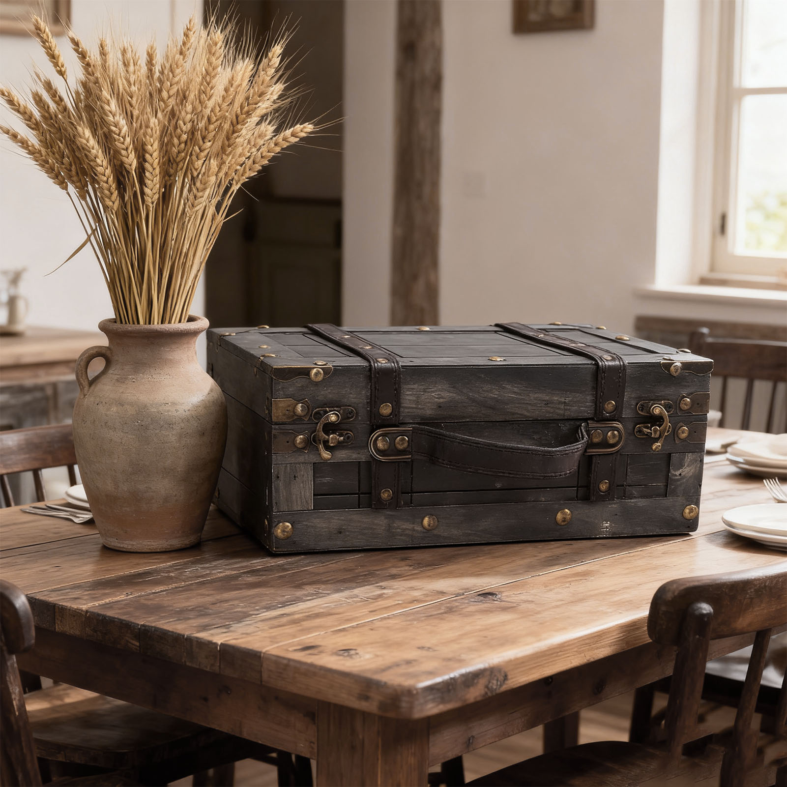 Houten opbergkist Houten kist  - Retro Vintage Trunk Suitcase recensie en prijs