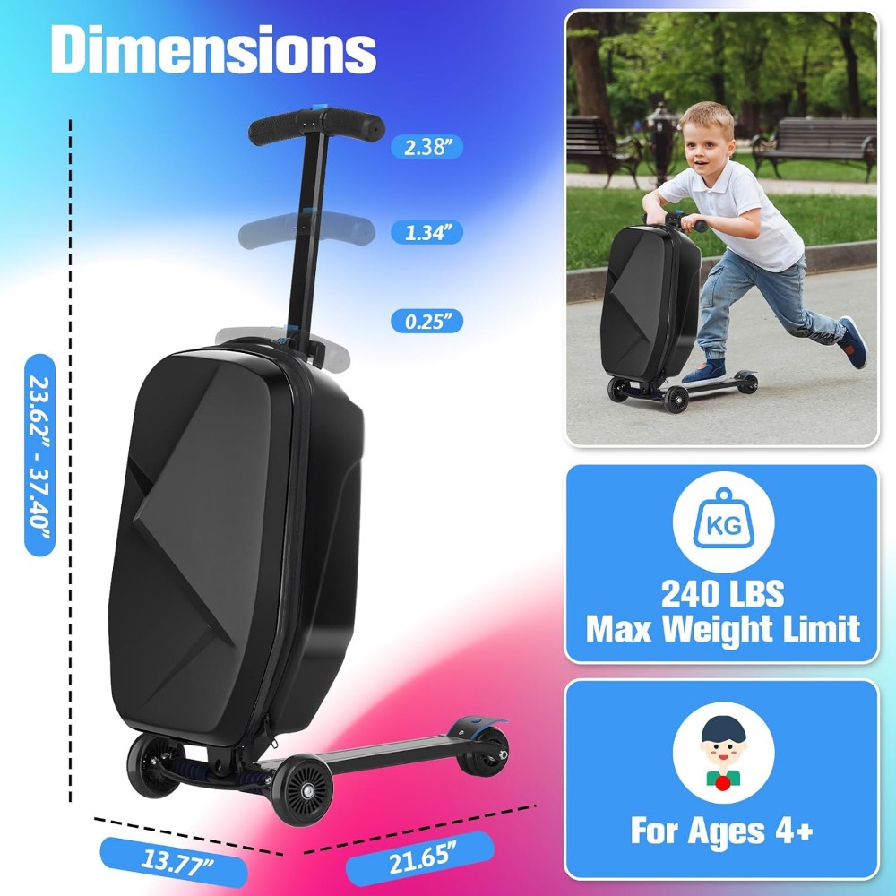 Scooter-koffer voor kinderen:  - Kids Ride On Suitcase Scooter recensie en prijs