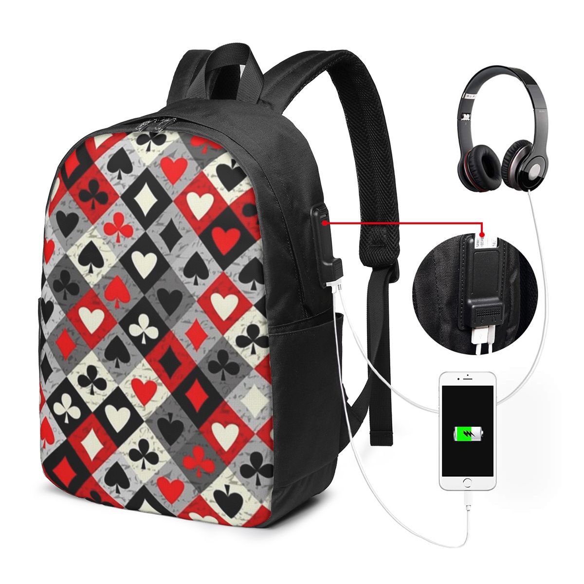 Speelkaarten Poker Print Rugza - Travel Bags recensie en prijs
