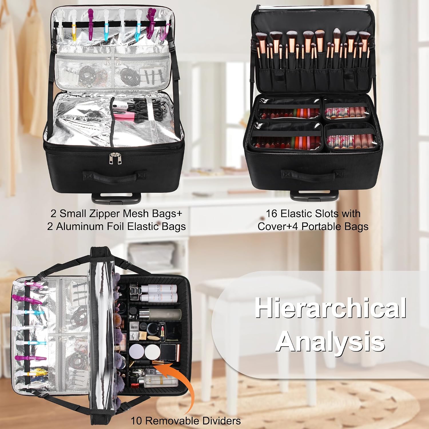 Extra grote rollende make-up k - Travel Bags recensie en prijs