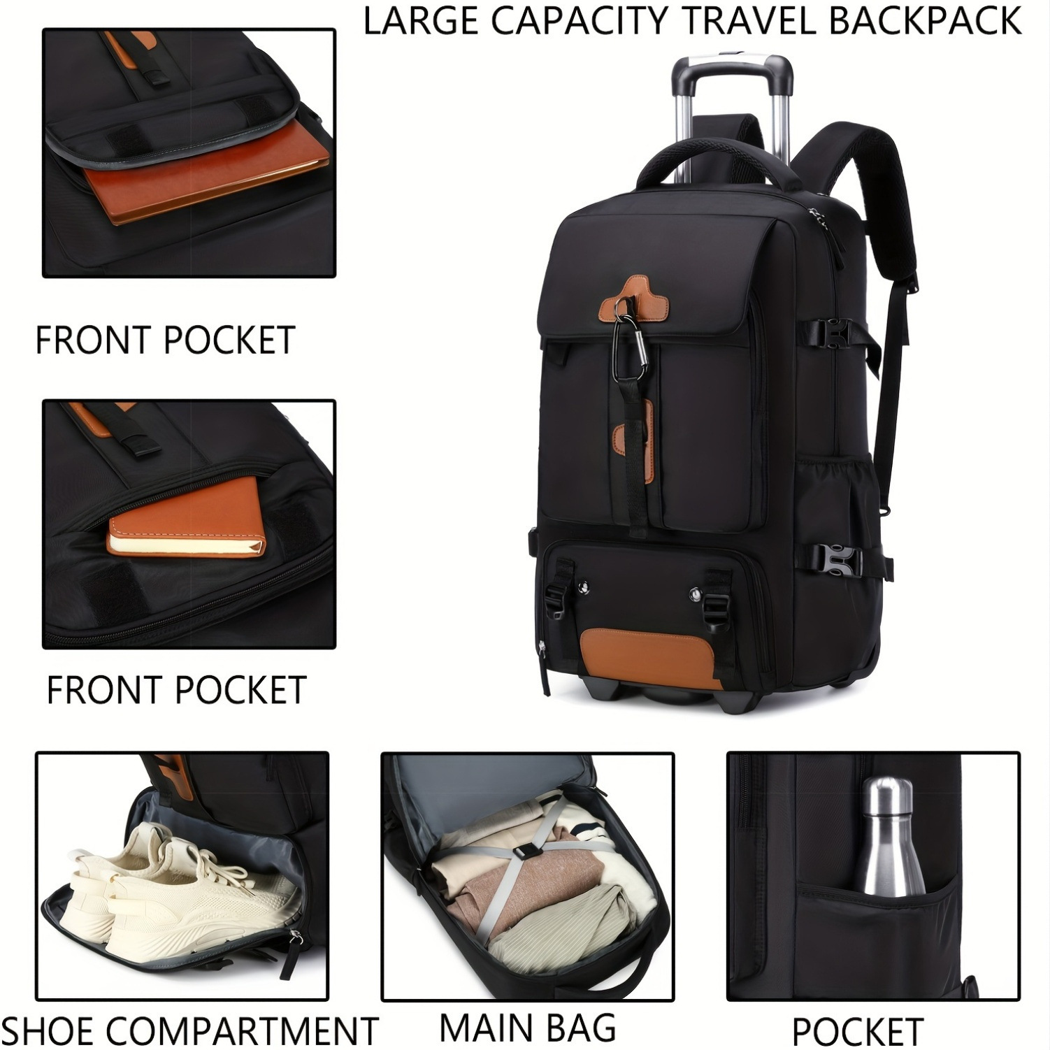 Rolrugzak Reisrugzak met grote - Foldable Rolling Luggage Bag recensie en prijs
